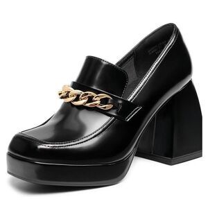 DREAM PAIRS Women's NEW‎ Dressy Chunky Loafers Low Block Heels Comfort Black 8